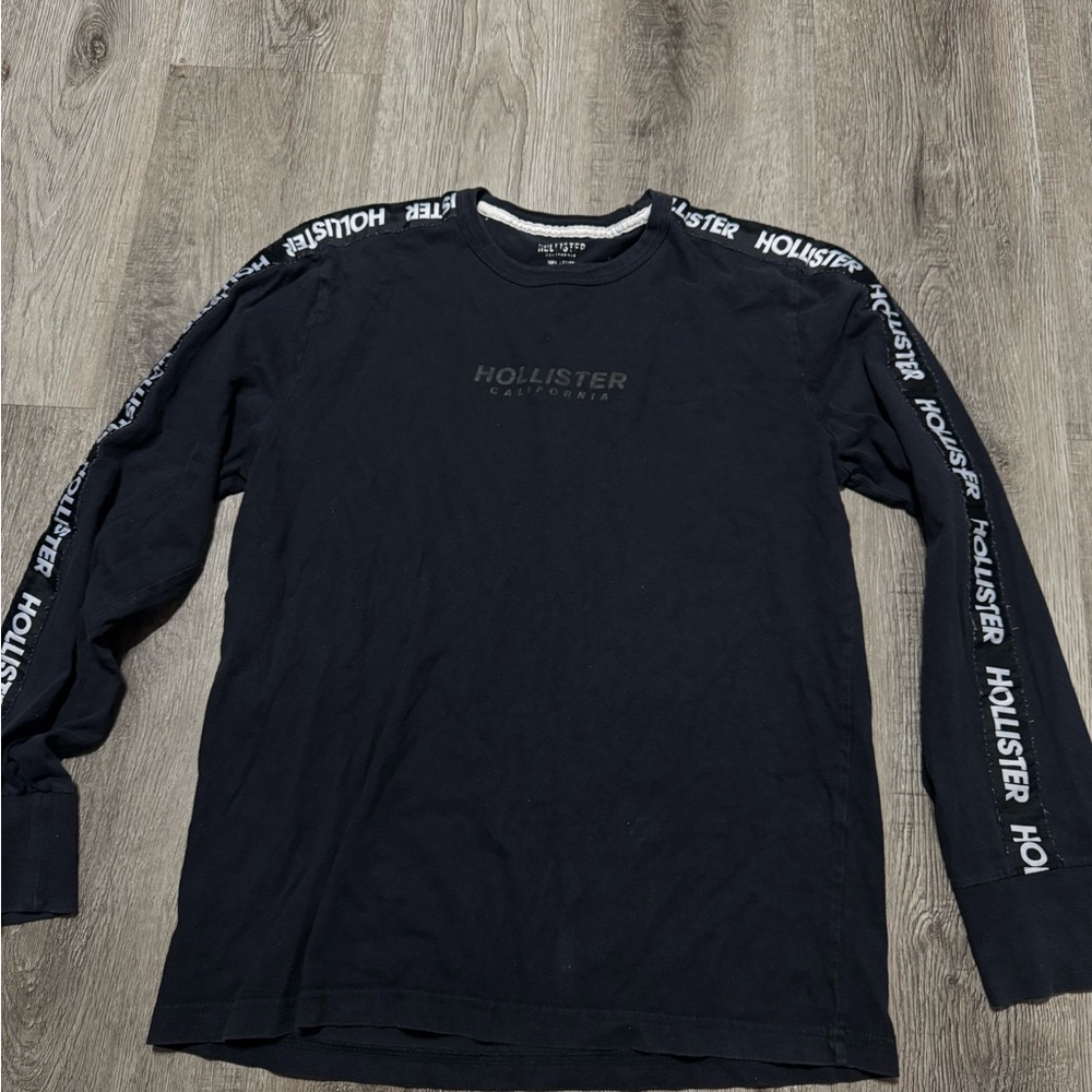 Hollister Men's Long-Sleeve Logo Tee Black Size Small